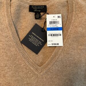 Charter Club Camel Cashmere V-Neck Sweater XL NWT